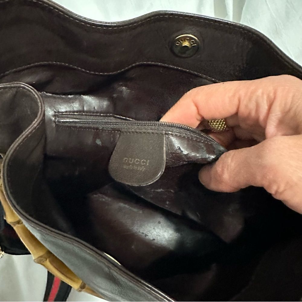 Gucci leather bag with bamboo handles - Picture 12 of 14
